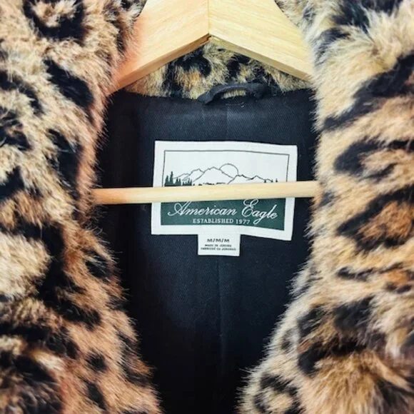 AE Leopard Faux Fur Coat - M - Picture 2 of 8